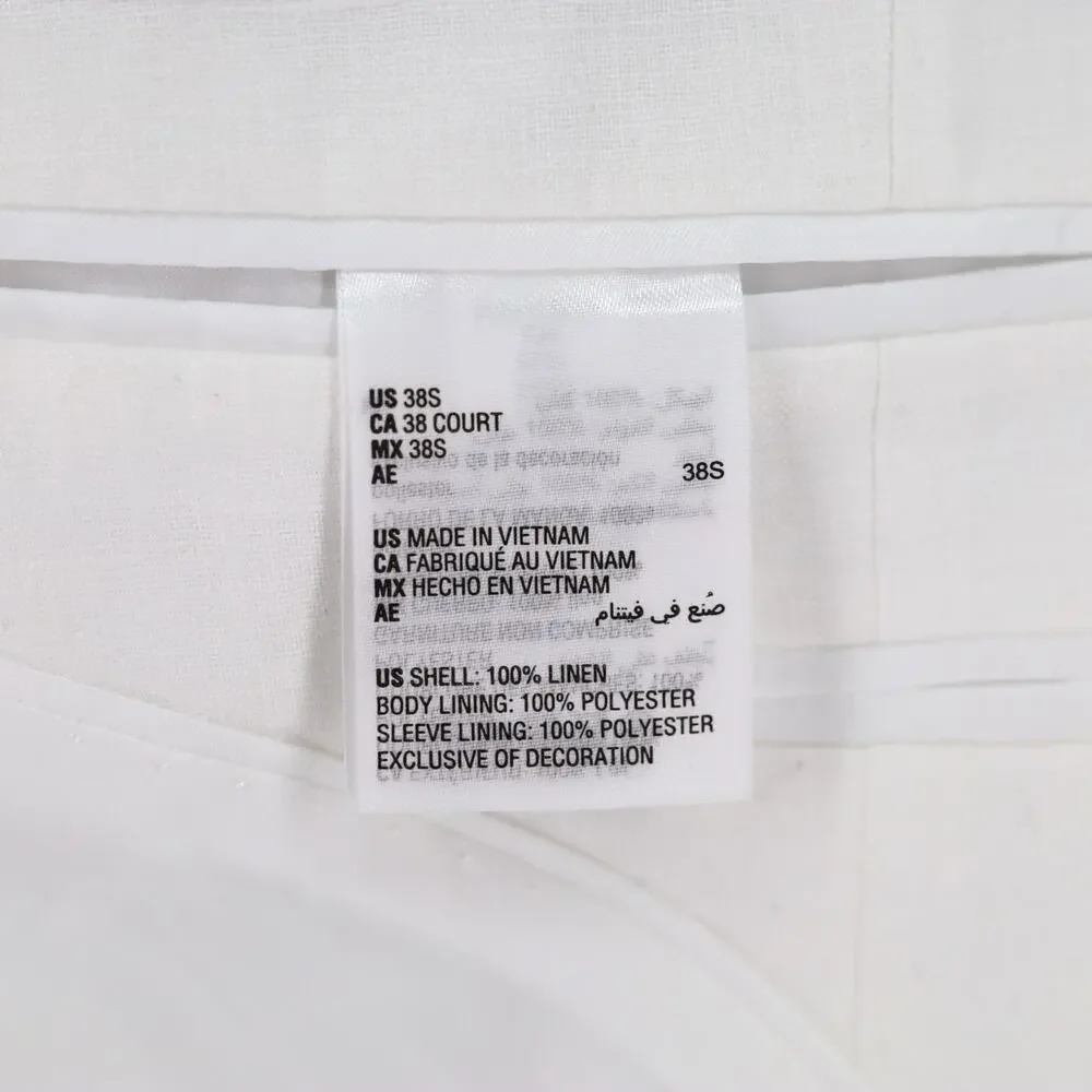 Bar III Men's White Textured Linen Summer Casual Slim-Fit Suit Jacket Size 38S